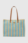 Borsa mare in paglia a righe | Verde Fashion