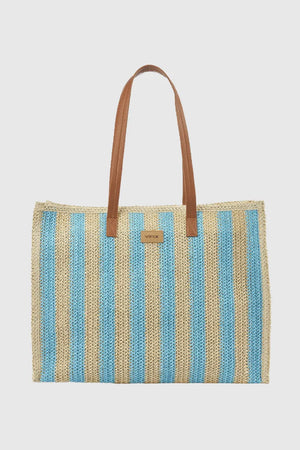Borsa mare in paglia a righe | Verde Fashion