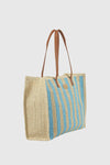 Borsa mare in paglia a righe | Verde Fashion
