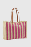 Borsa mare in paglia a righe | Verde Fashion