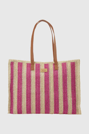 Borsa mare in paglia a righe | Verde Fashion