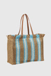 Borsa mare in paglia a righe | Verde Fashion