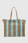 Borsa mare in paglia a righe | Verde Fashion