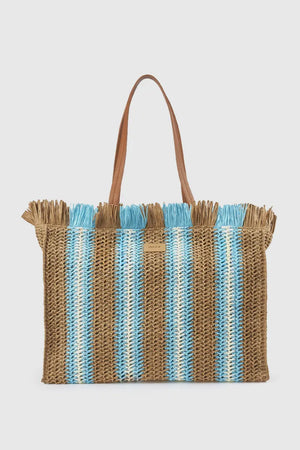 Borsa mare in paglia a righe | Verde Fashion