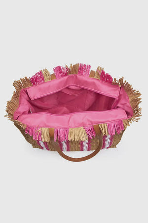 Borsa mare in paglia a righe | Verde Fashion