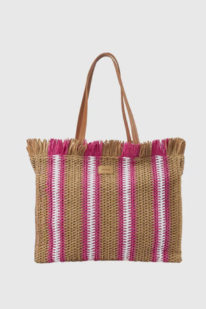 Borsa mare in paglia a righe | Verde Fashion