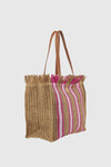 Borsa mare in paglia a righe | Verde Fashion