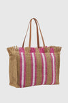 Borsa mare in paglia a righe | Verde Fashion