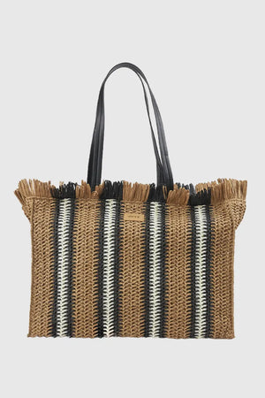 Borsa mare in paglia a righe | Verde Fashion