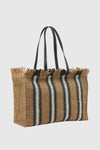 Borsa mare in paglia a righe | Verde Fashion