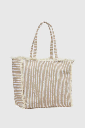 Borsa mare in tessuto a righe | Verde Fashion