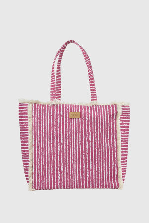 Borsa mare in tessuto a righe | Verde Fashion