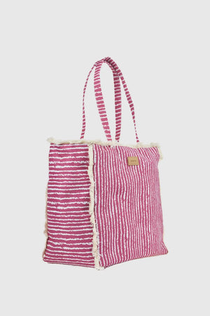Borsa mare in tessuto a righe | Verde Fashion
