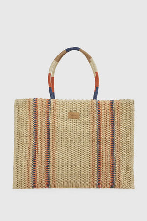 Borsa mare in paglia a righe | Verde Fashion