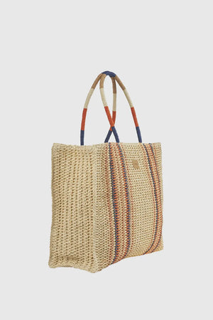 Borsa mare in paglia a righe | Verde Fashion