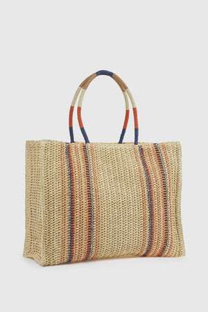 Borsa mare in paglia a righe | Verde Fashion
