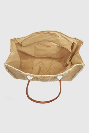 Borsa mare in paglia a righe | Verde Fashion