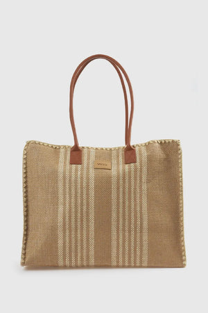 Borsa mare in paglia a righe | Verde Fashion