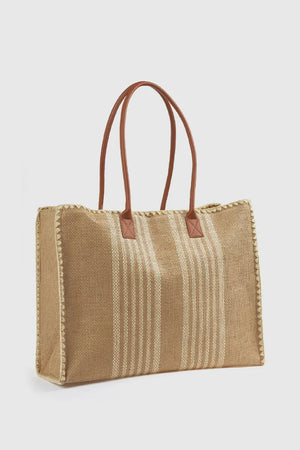Borsa mare in paglia a righe | Verde Fashion