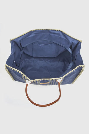 Borsa mare in paglia a righe | Verde Fashion