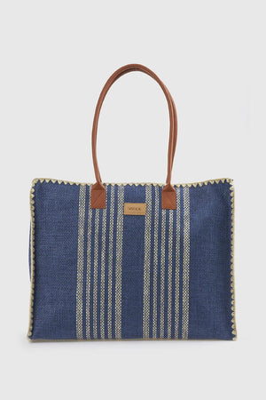 Borsa mare in paglia a righe | Verde Fashion