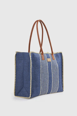 Borsa mare in paglia a righe | Verde Fashion