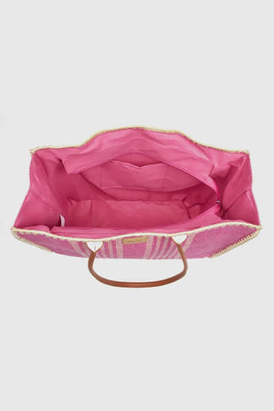 Borsa mare in paglia a righe | Verde Fashion