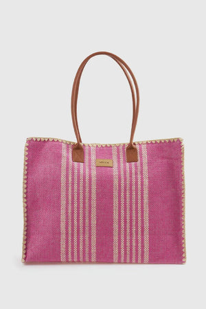 Borsa mare in paglia a righe | Verde Fashion