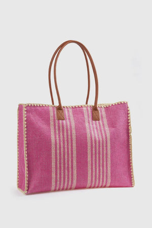 Borsa mare in paglia a righe | Verde Fashion