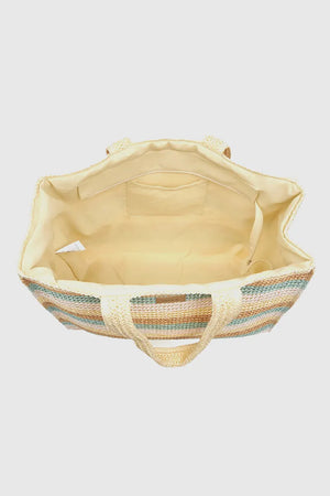 Borsa mare in paglia a righe | Verde Fashion