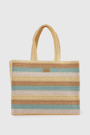 Borsa mare in paglia a righe | Verde Fashion