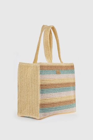 Borsa mare in paglia a righe | Verde Fashion