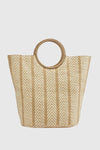 Borsa mare in paglia motivo spinato | Verde Fashion
