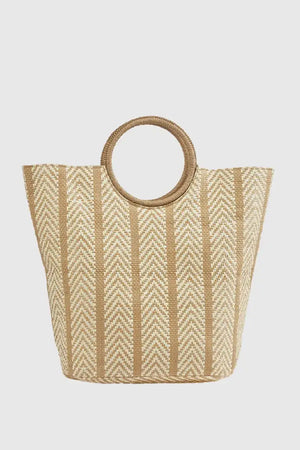 Borsa mare in paglia motivo spinato | Verde Fashion