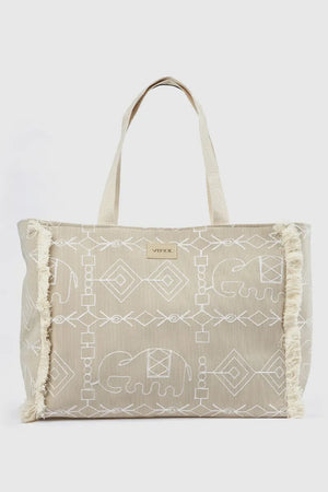Borsa mare in tessuto stampa etnica | Verde Fashion