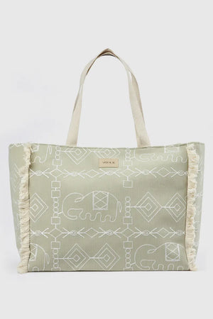 Borsa mare in tessuto stampa etnica | Verde Fashion