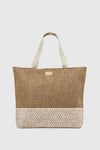 Borsa mare in rafia e tessuto | Verde Fashion