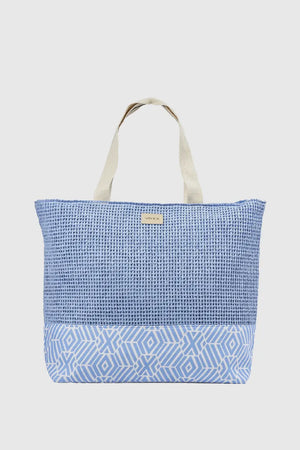 Borsa mare in rafia e tessuto | Verde Fashion