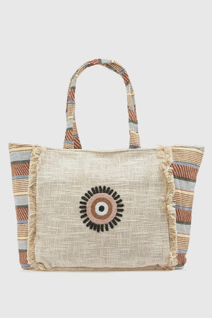 Borsa mare in cotone dettaglio centrale | Verde Fashion