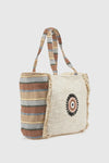 Borsa mare in cotone dettaglio centrale | Verde Fashion