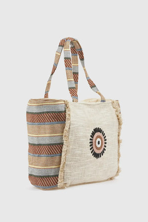 Borsa mare in cotone dettaglio centrale | Verde Fashion