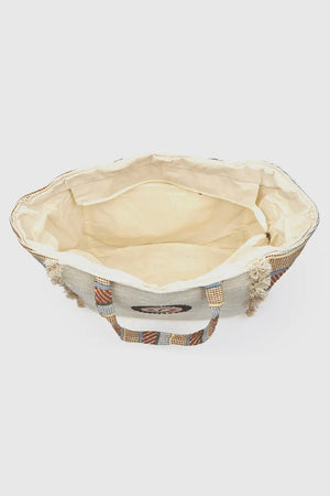 Borsa mare in cotone dettaglio centrale | Verde Fashion