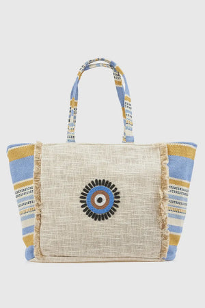 Borsa mare in cotone dettaglio centrale | Verde Fashion