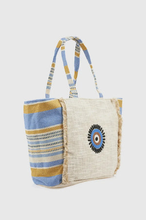 Borsa mare in cotone dettaglio centrale | Verde Fashion
