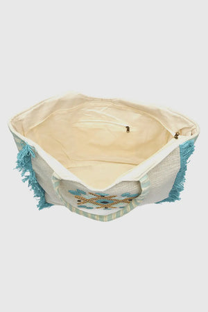 Borsa mare in cotone dettaglio centrale | Verde Fashion