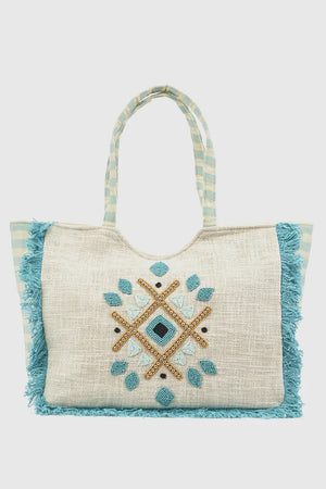 Borsa mare in cotone dettaglio centrale | Verde Fashion