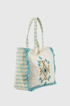 Borsa mare in cotone dettaglio centrale | Verde Fashion