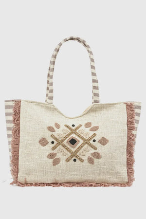 Borsa mare in cotone dettaglio centrale | Verde Fashion