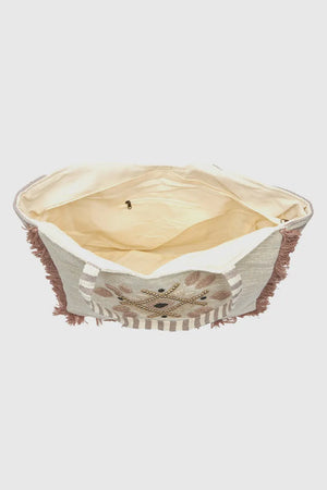 Borsa mare in cotone dettaglio centrale | Verde Fashion
