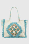 Borsa mare in cotone dettaglio centrale | Verde Fashion